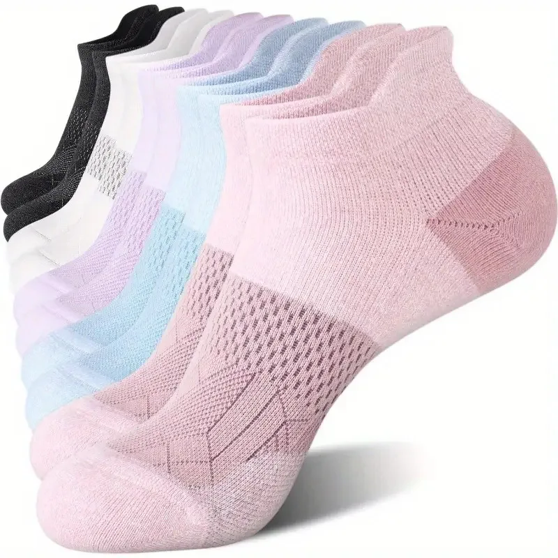 

Ankle Socks for Women 5 Pairs, Cotton Cushioned Athletic Running Socks, Breathable Low Cut Sports Socks