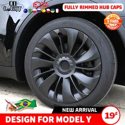 New Car Wheel Hub Cap 19 Inch Full Cover Hubcap Carbon Fiber Decorative Automotive Accessories For Tesla Model Y 2021 2022 2023