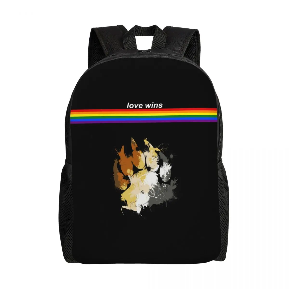 

Custom Gay Bear Pride Paw Backpacks for Men Women College School Students Bookbag Fits 15 Inch Laptop LGBT GLBT Bags