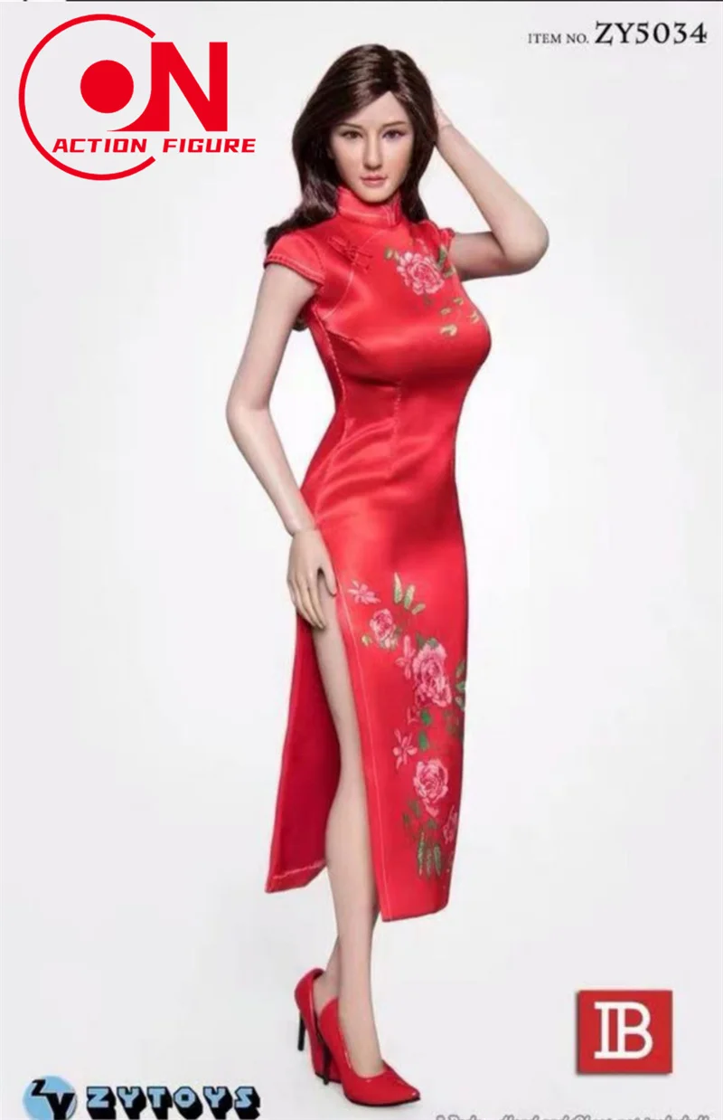 ZYTOYS-Vestido Cheongsam Chinês Para Mulher, Figura De Ação, Bonecas Do Corpo, Modelo De Roupa Fit, Soldado 12 ", ZY5034, Escala 1:6