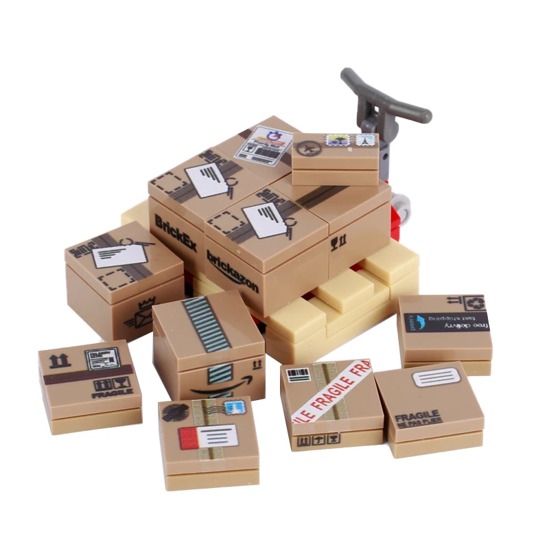 MOC Stadt Haus Lieferung Boxen Bausteine Street View Paket Post Briefkasten Brief DIY Gedruckt Ziegel Freunde Spielzeug Geschenke