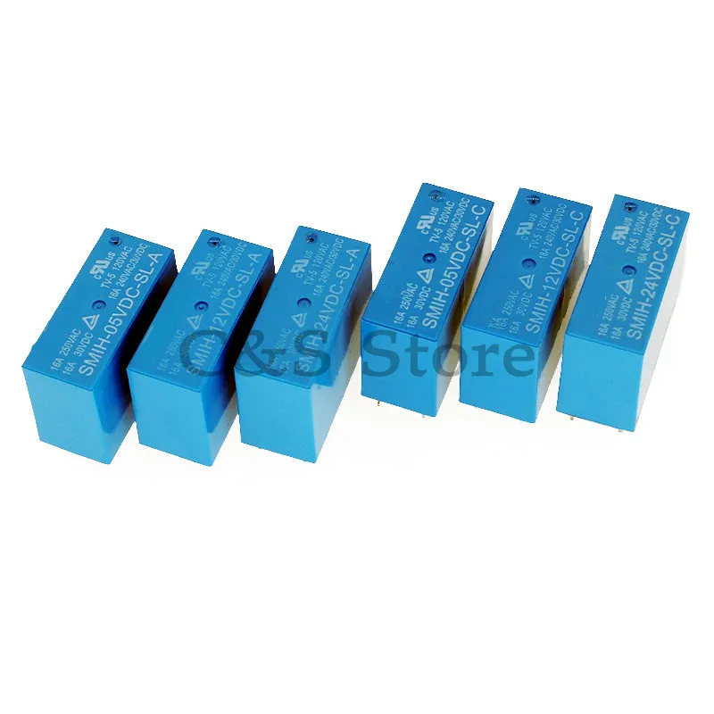 5PCS SMIH-05VDC-SL-C SMIH-12VDC-SL-C SMIH-24VDC-SL-C 05 12 24 V Relays 250V 16A 8PIN SMIH-05V 12V 24VDC-SL-A 6Pin Original Relay