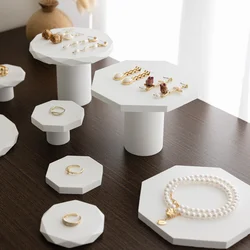 Plaster Round Jewelry Display Stand High Tray Table Jewelry Earrings Ring Necklace Tray Display Props