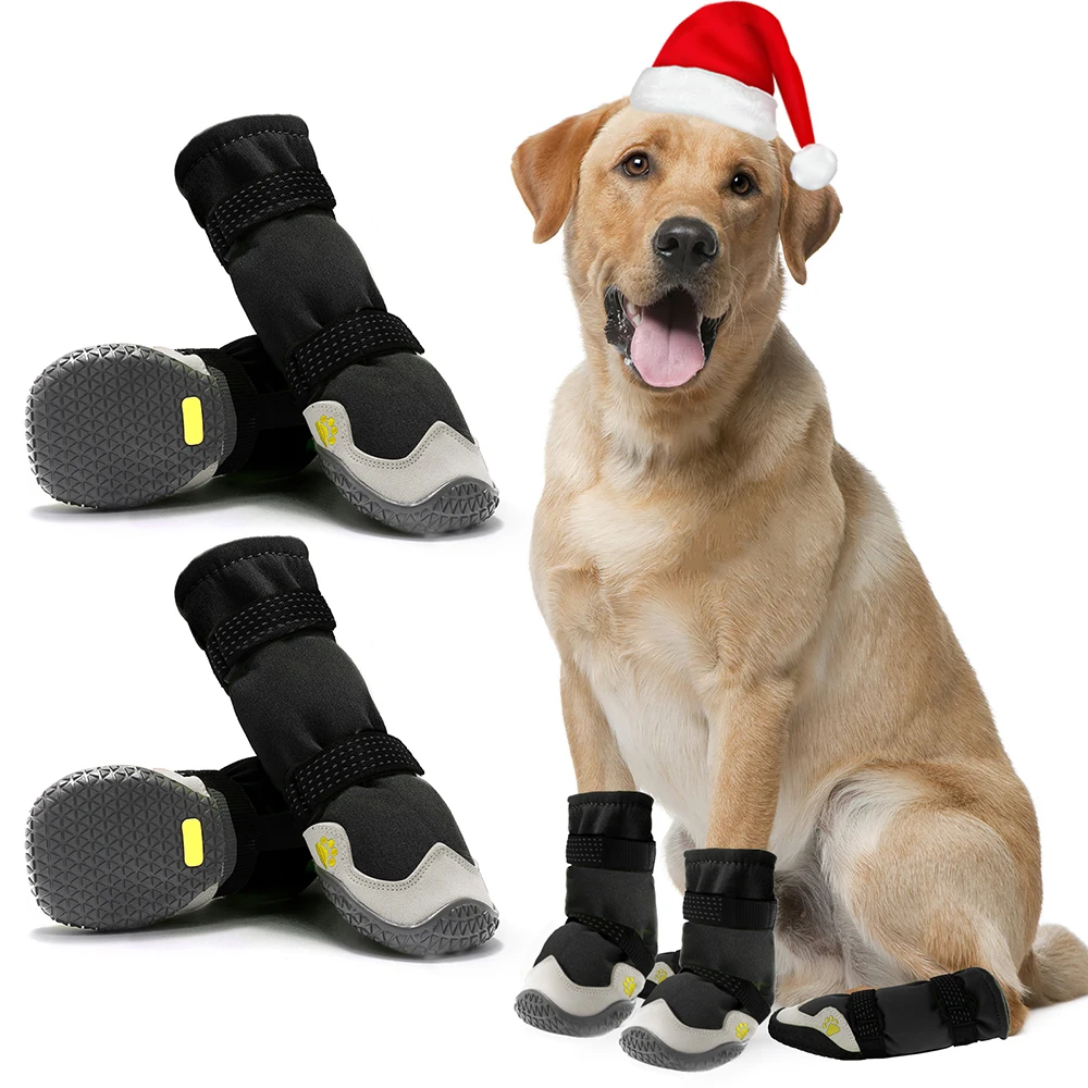 Dog Boots for Large Dogs Waterproof Medium-Sized Dogs Shoes Non-Slip Paw Protector Booties for Hot Pavement Winter Snowy Days