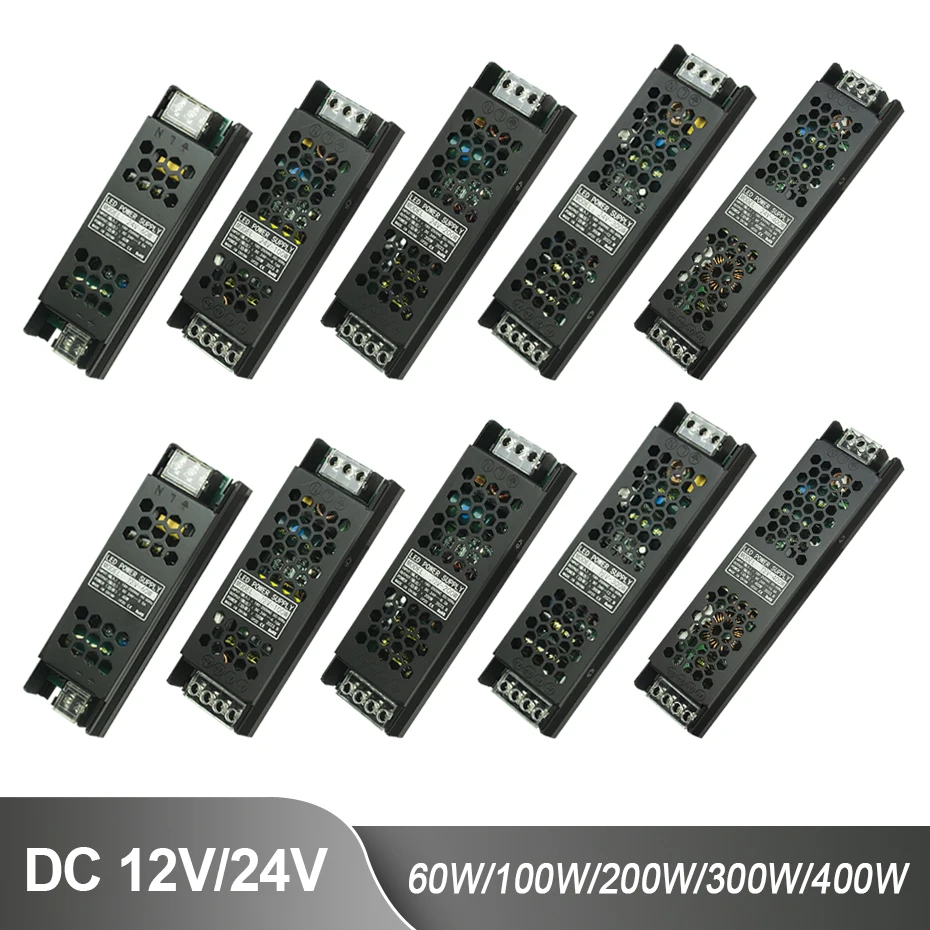 

LED Lighting Transformers AC180V-250V To DC 12V 24V LED Driver Power Supply 60W 100W 200W 300W 400W For LED Strip Lights