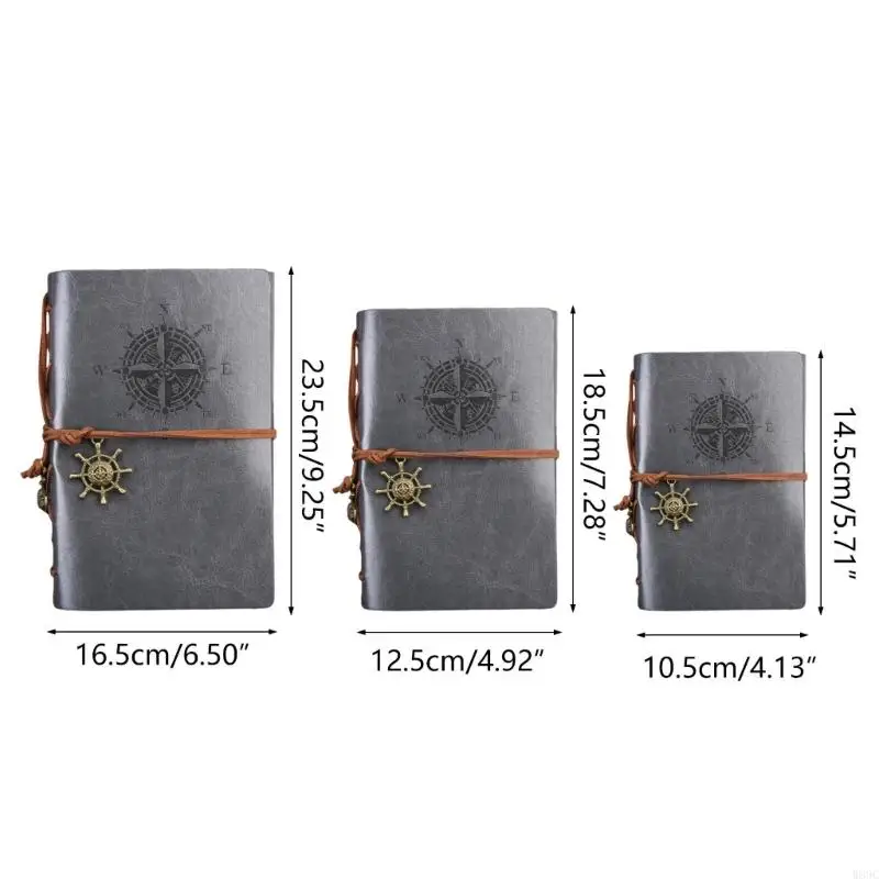 W89C Leather Journal Notebook ، دفتر ملاحظات قابل لإعادة التعبئة 150 صفحة فارغة مجلة ورقة فضفاضة