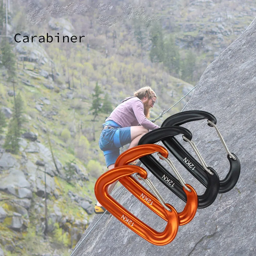 Carabiner D Shape Clip D Shape Hook 12KN 22g 8*5cm Aluminium For Climbing Snap Clip For Climbing Reliable Useful