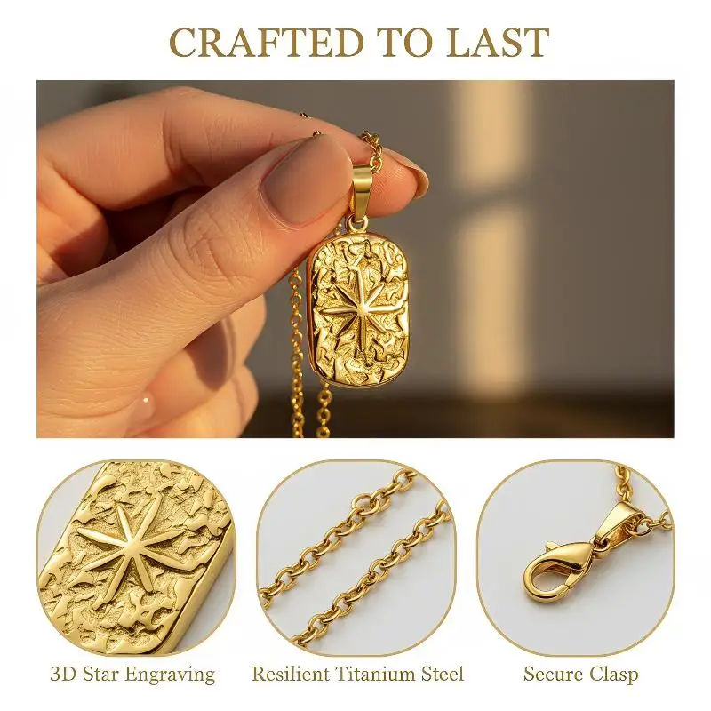 Eight-pointed Star Pendant Necklaces For Men Compass Stainless Steel Jewelry Gift