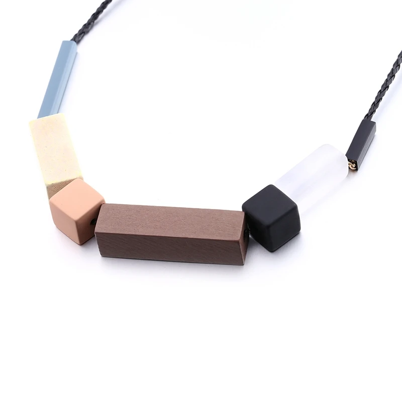 Geometric Vintage Wood Necklaces & Pendants Women Rope Chain Fashion Necklace Statement Jewelry for Gifts Party