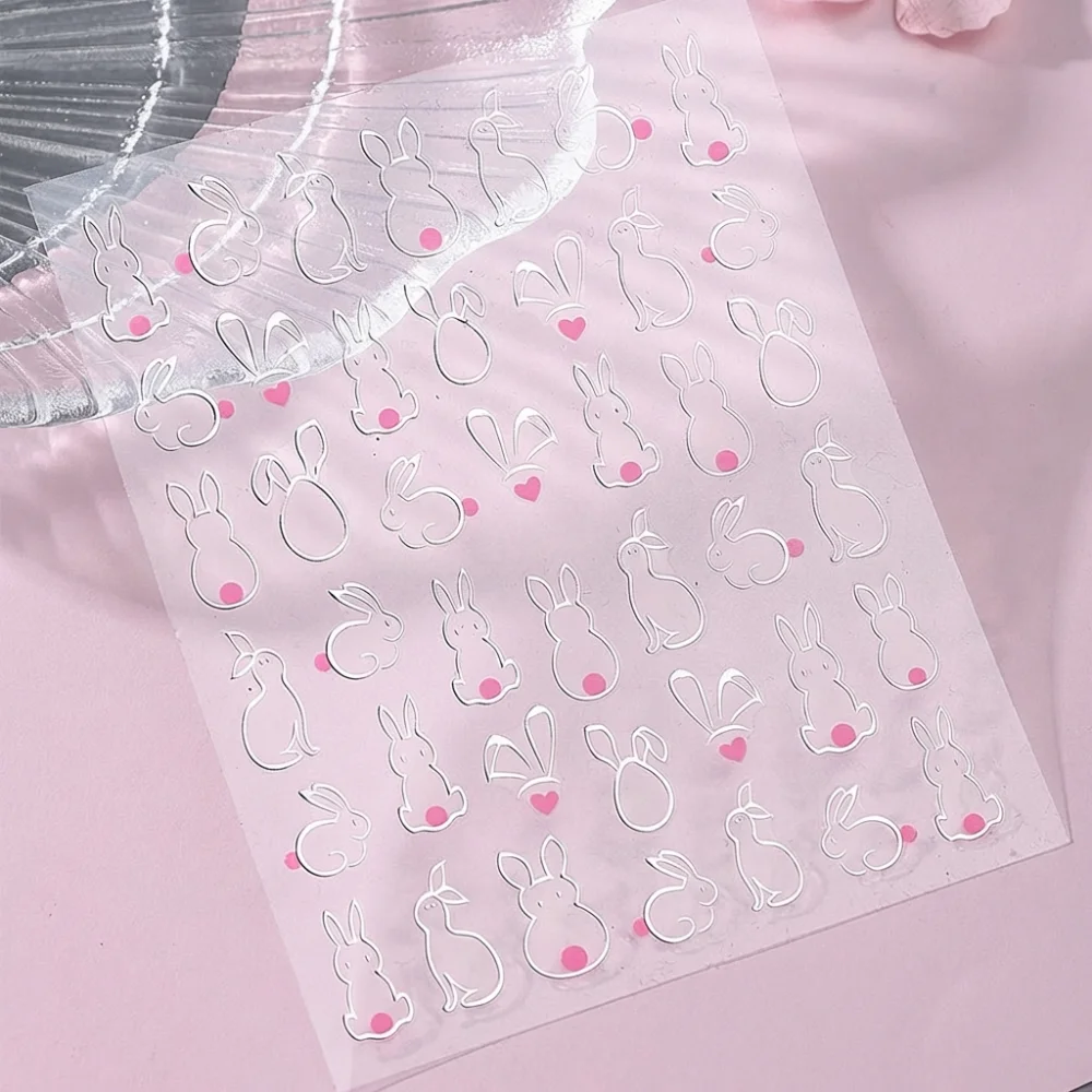 

Cute Cartoon Design Easter Rabbit 3D Nail Stickers Rabbit Ears Hollow Out Rabbit Nail Art Decals Self-adhesive Waterproof