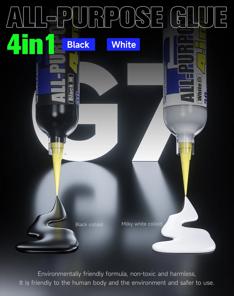 MECHANIC G7 All-Purpose Glue 30cc 10Pcs Head Mobile Phone Frame Caulking Glue Structure Adhesive Phone Edge Screen Black White