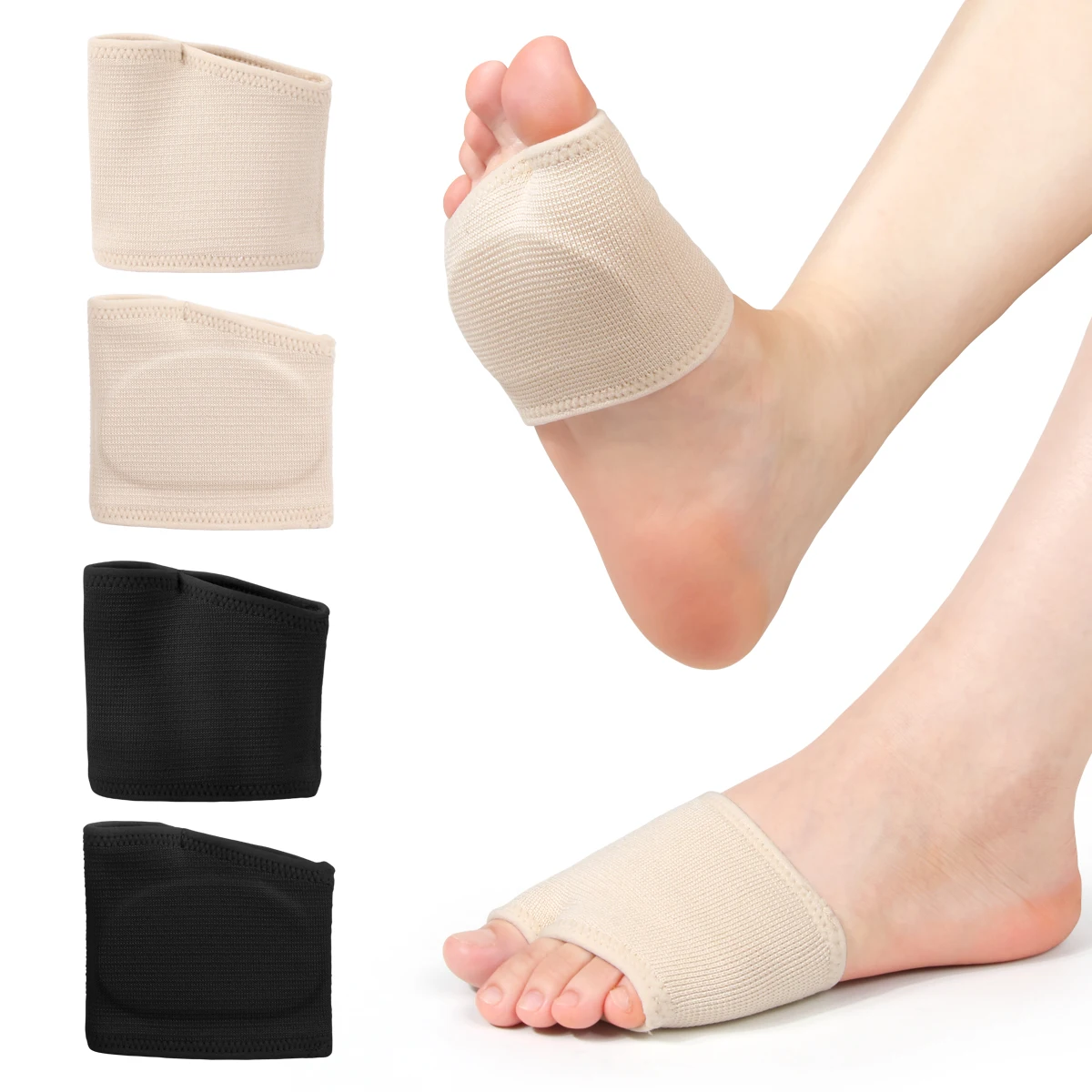 Silikon-Gel-Mittelfußpolster für Männer und Frauen, Stoffhülle Vorfußpolster Zehentrenner bei Metatarsalgie & Sesamoiditis – Detail 1
