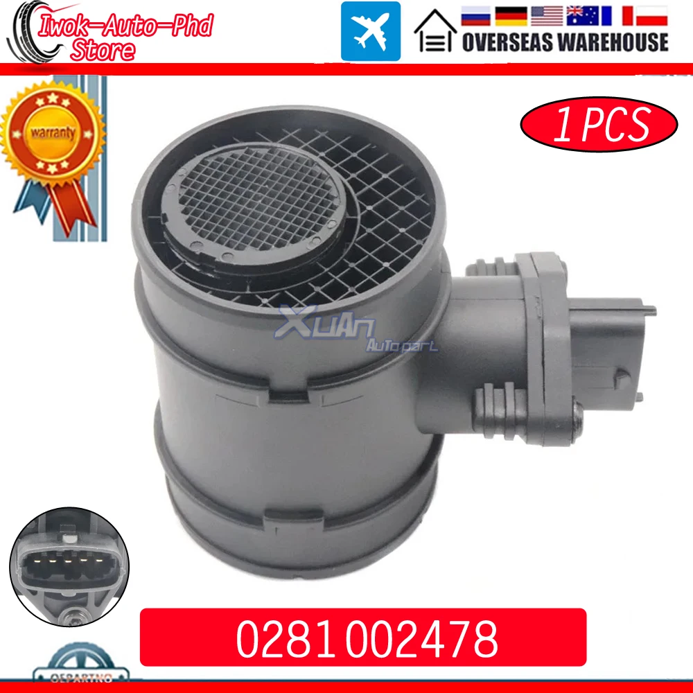 

XUAN MAF MASS AIR FLOW METER SENSOR For Vauxhall Opel Astra G Zafira A 2.0 2.2 DTI 93171527 93171627 24437502 0281002478