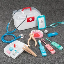 Children playing house, little doctor seeing a doctor, simulation kit box, stethoscope, dentist, role-playing, baby, injection t