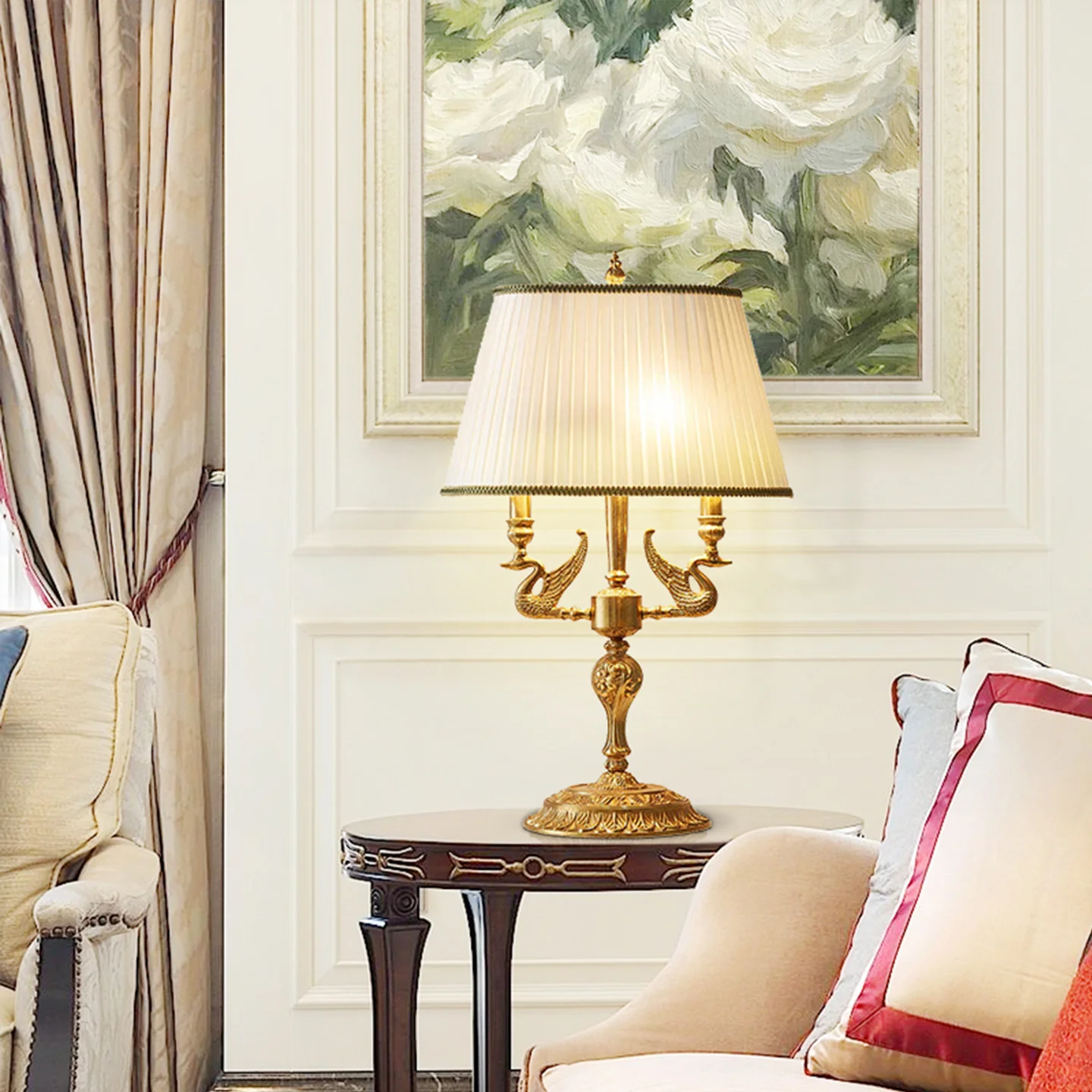 European Classic Living Room Coffee Table Decorative Brass Table Light Bedroom Study Bright Reading Light