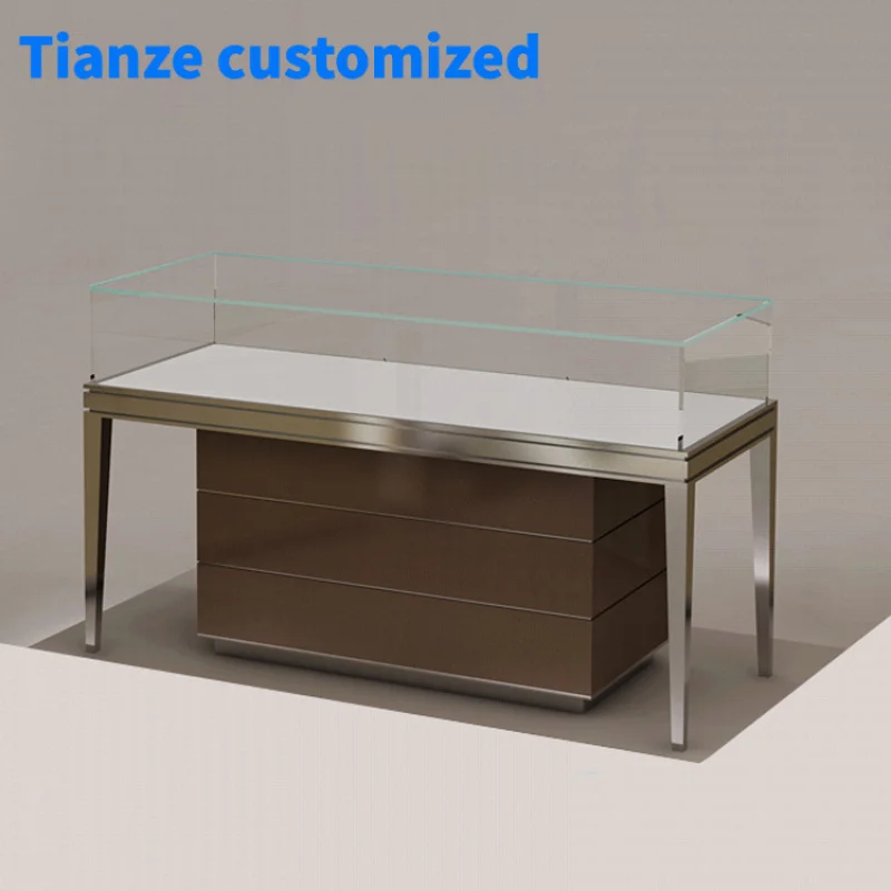 [Customized]Modern design glass top jewelery display counter glass showcases jewelry watch