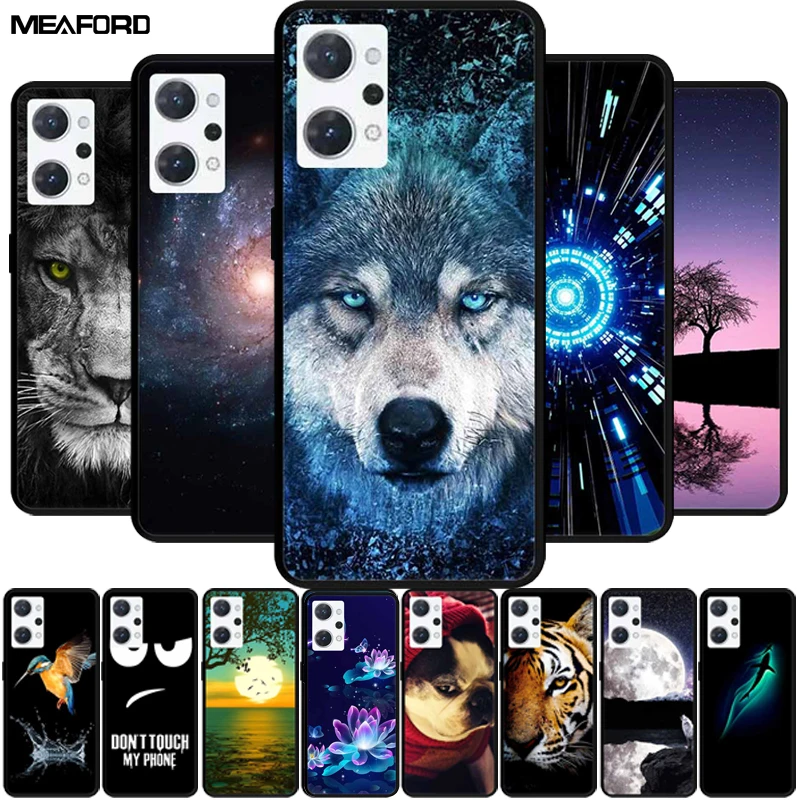 For OPPO Reno9 A Case Reno7A Wolf Lion Soft TPU Silicone Painted Back Cover for OPPO Reno 9 A 9A 7a Reno7A Animals Reno9A Coque
