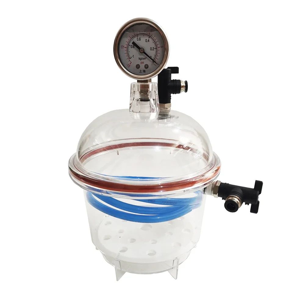 Plastic Vacuum Dryer with Pressure Gaug, Laboratory Dryer, Transparent Vacuum Drying Kettle, Double Valve, 150mm, 1 New