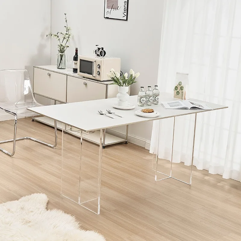 

Acrylic rock slab dining table transparent suspension light luxury small household simple modern extremely rectangular island