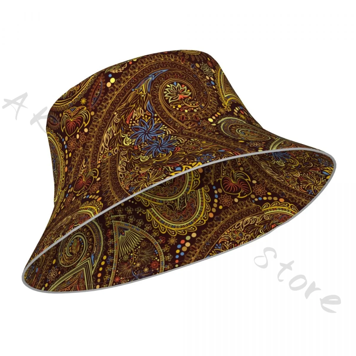 New Fisherman's Hat Unisex Fashion Vintage Floral Motif Ethnic Bob Cap Windproof outdoor Reflective Bucket Hat