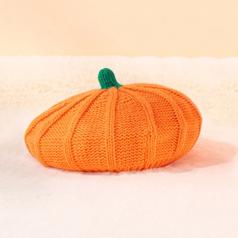 Halloween Decoration Pumpkin Beret Hat Autumn and Winter Parent-Child Knitted Hat Warm Belle Knit Hat Halloween Party Hats