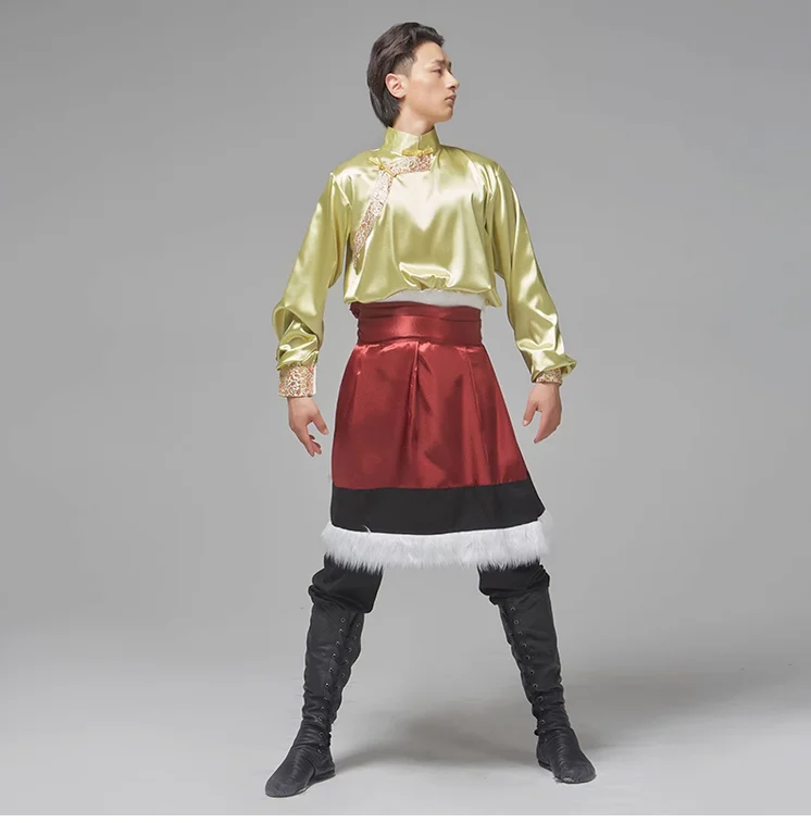 Chinese Tibetan Dance Clothing Male Adult Art Exam Practice