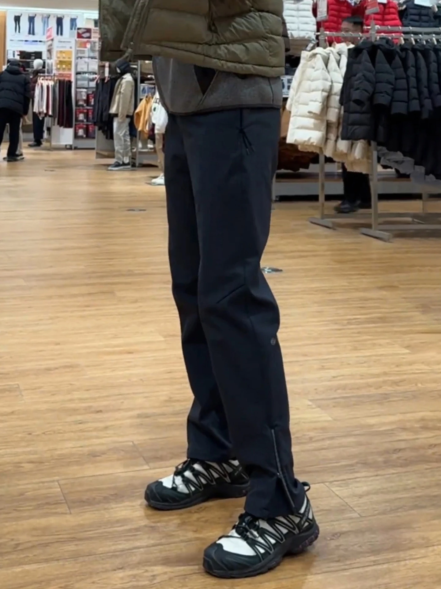 

Men's Winter Fce Lined Work Trousers Zipper Soft ell Climbing Pants Outdoor Straight Leggings Faionable Youth Sle