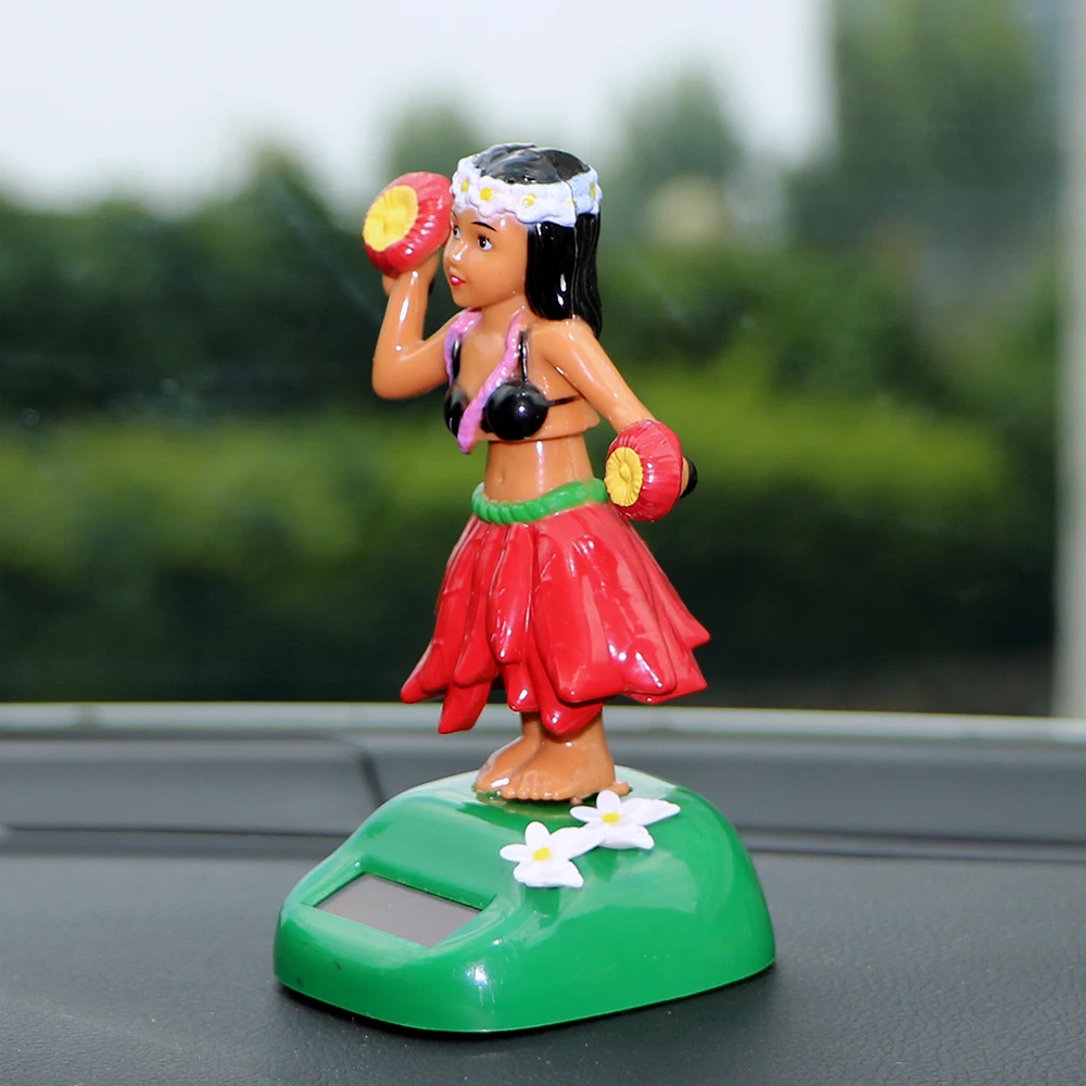 Decompression Auto Interior Car Decoration Car Ornaments Hula Solar Interior Accessories Shaking Head Toy Hawaii Girl