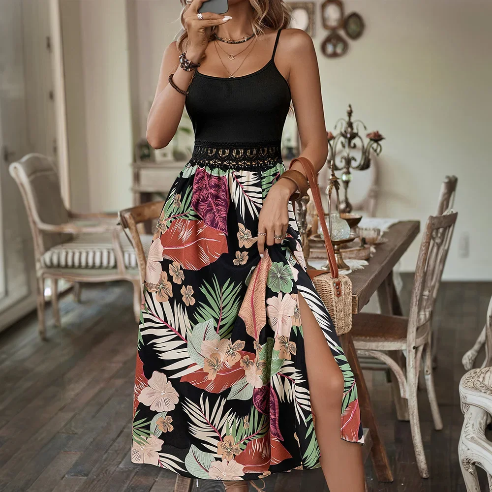 Pop M L Blumenkleid Für Frauen Kleidung 2025, Böhmischen Lose Strand Sommerkleid Rock Weibliche Urlaub Mode Koreanische Kleid Vestido Rob