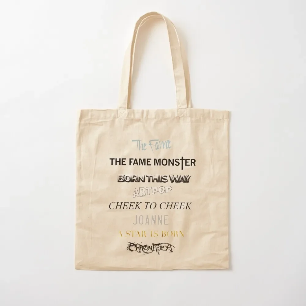 Lady Gaga Albums Discography Tote Bag reusable grocery bags Portable shopping bag tote bag men's Lady