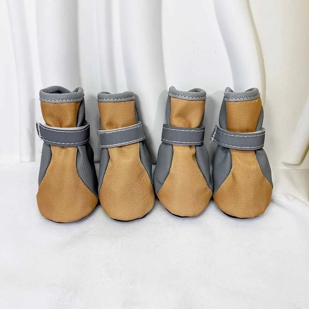 

4pcs/set Warm Dog Cotton Shoes Thickened Wear-Resistant Anti-Slip Dog Shoes Anti-Scratch Reflection Puppy Socks Booties