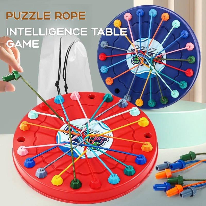 2025 Hot New Kid Rope Knots Board Game Color Line Twisted Connected Ropes Logic Thinking Table Game Parent Child Interactive Toy