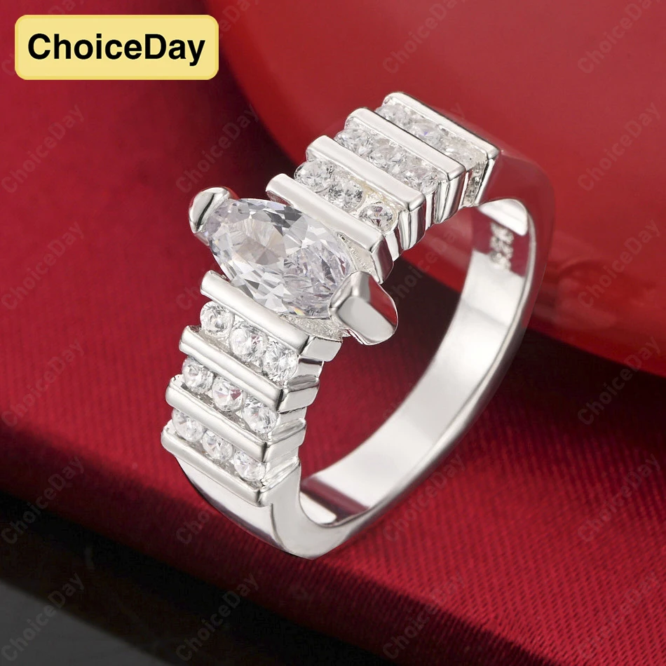

ChoiceDay Simple 925 Sterling Silver 7/8/9/10 Exquisite Zircon Ring Women's Jewelry Party Jewelry Accessories