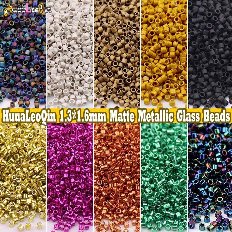 2000 sztuk 11/0 matowe metaliczne kolorowe szklane koraliki 1.3*1.6mm jednolite japońskie luźne koraliki dystansowe do tworzenia biżuterii DIY szycie