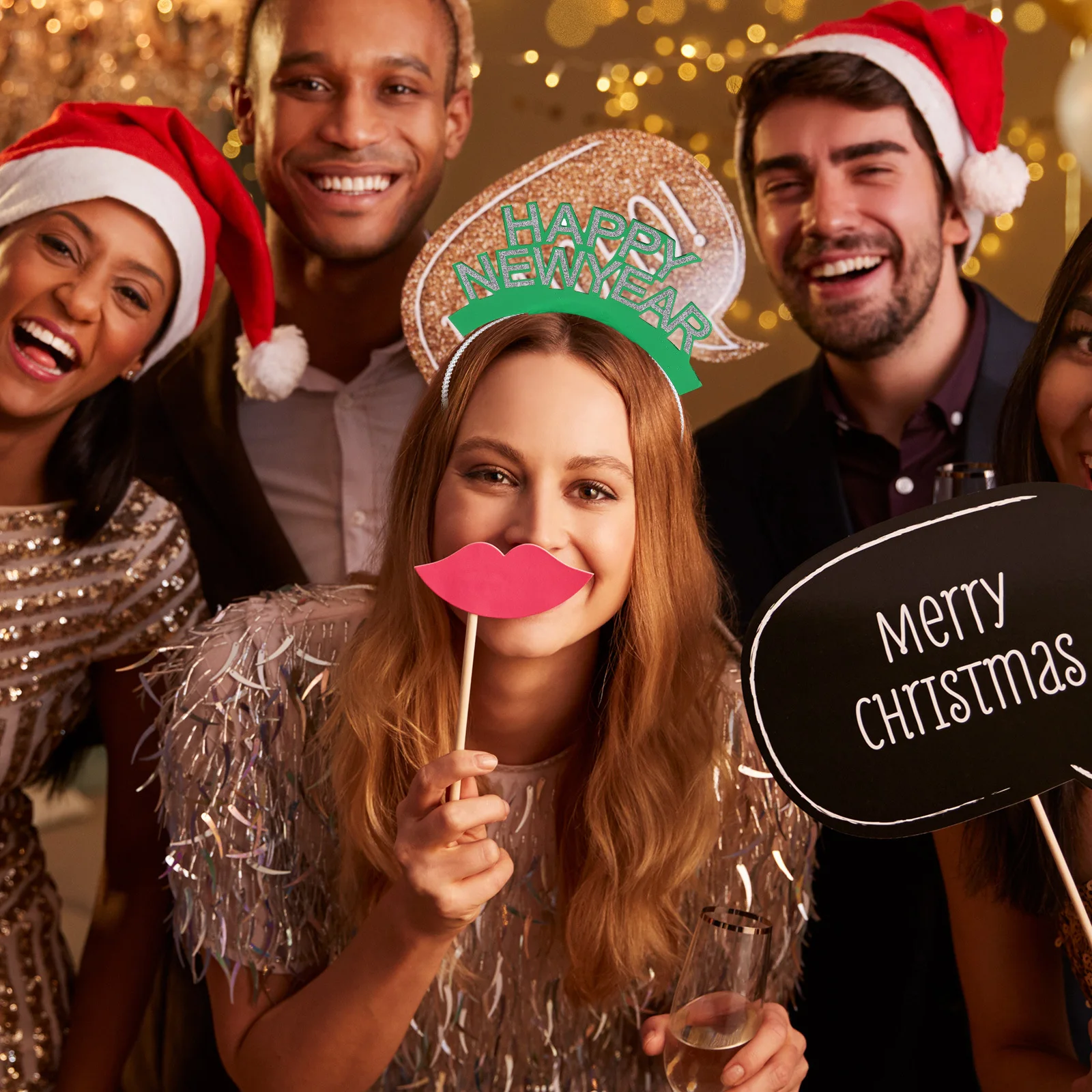 

6pcs Glitter New Year Headband Headdress For Festival Cosplay Masquerade Photo Booth Props Hair Accessories