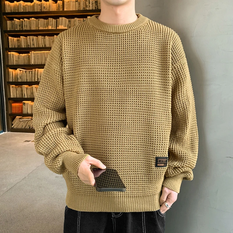 New Sweater Men's Casual Knitted Bottoming Shirt Student Solid Color Comfortable Warm All-match Top