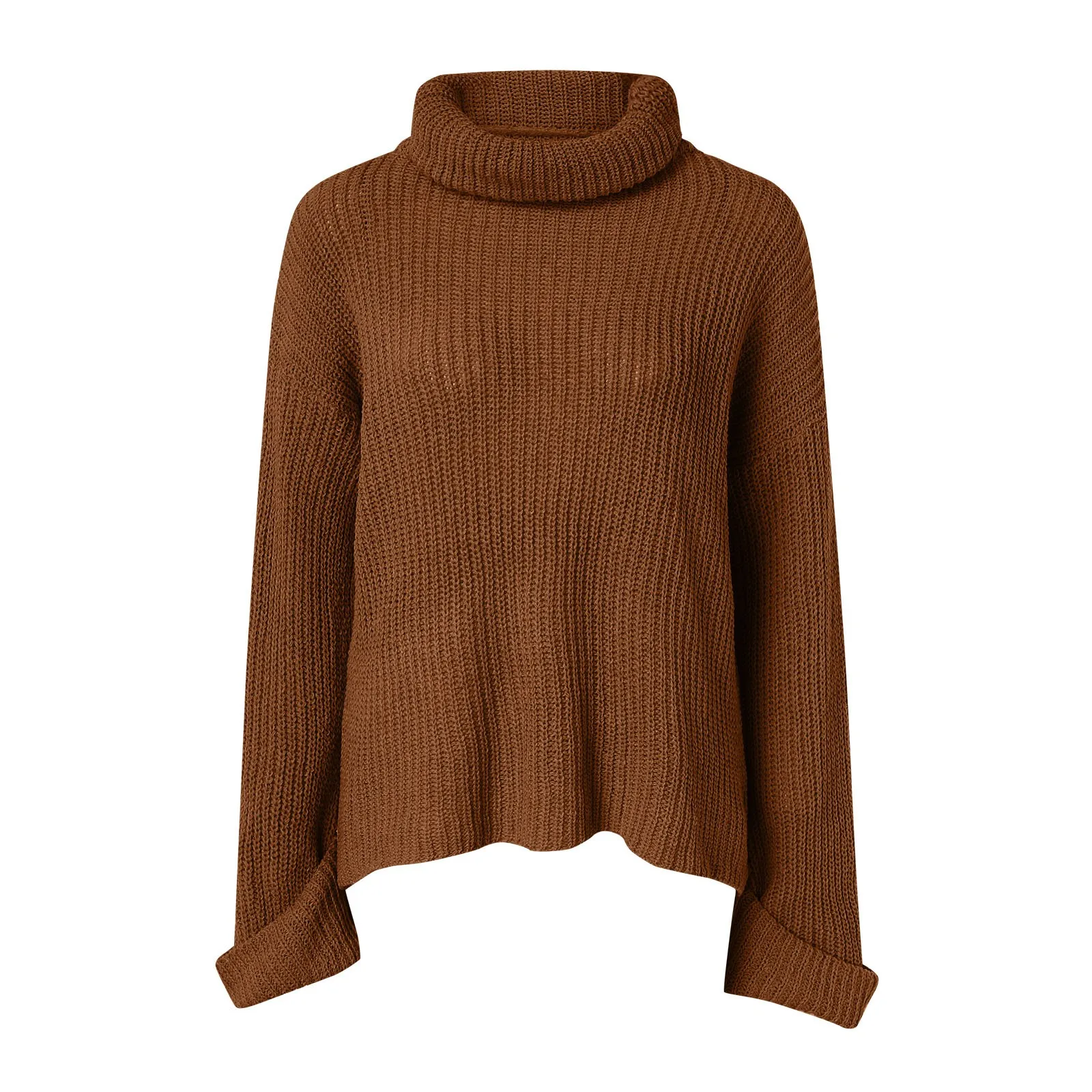 Women\'s Winter Turtleneck Oversized Sweaters Batwing Long Sleeve Solid Color Pullover Loose Oversize Thick Chunky Knit Jumper