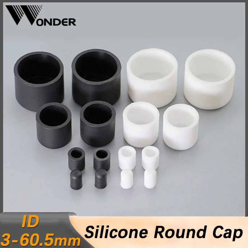 Silicone Rubber Round End Caps Pipe Cover Black Rubber Female Cap Round Tube Blanking End Insert Stoppers Furniture Chair Pad