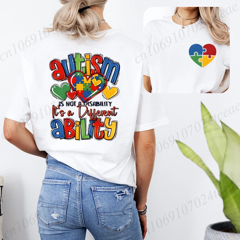 Autism Is Not A Disability T-shirt for Women Fashion Awareness Tee Shirts Hip Hop Acceptance Neurodiversity Aesthetic Clothing