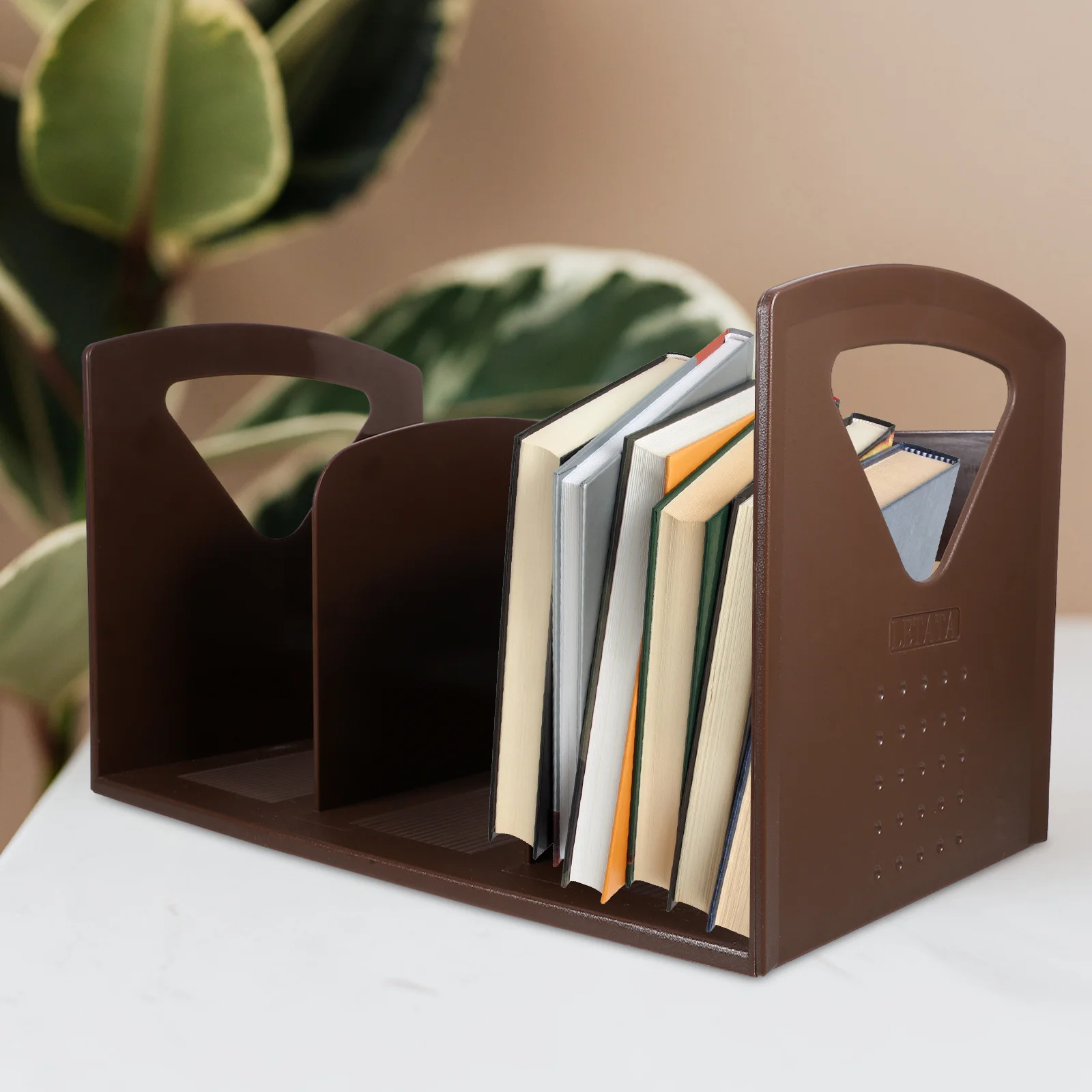 

Three Lattice Book Rack Large Size Smooth Surface Portable Desktop Organizer for Office Home Practical Storage