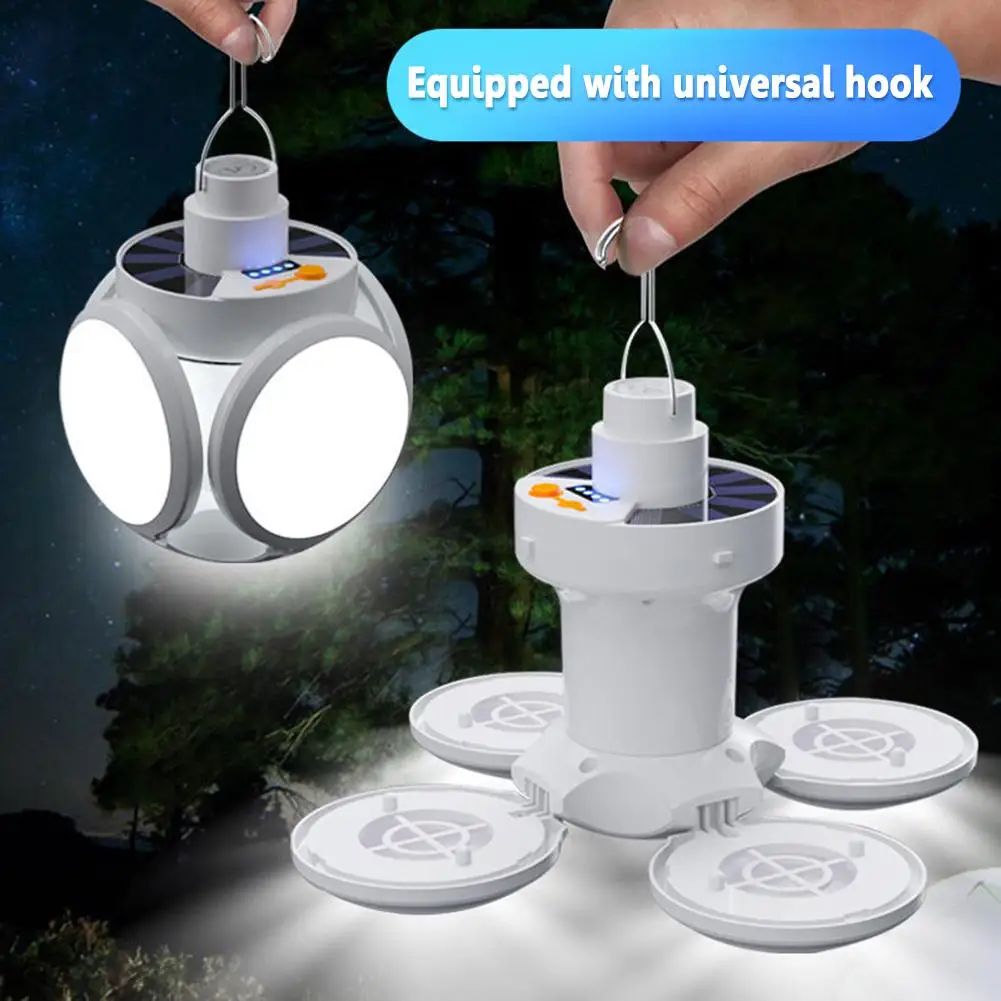 500LM Solar Camping Lanterns USB Charging Portable Outdoor Tent Lamp Flashlight Emergency LED Football Bulbs Light Searchlight