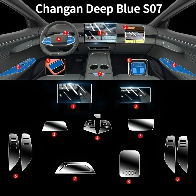 

For Changan Deep Blue S07 24models interior protection Dashboard Multimedia GPS Transparent Scratch-Resistant Film Modification