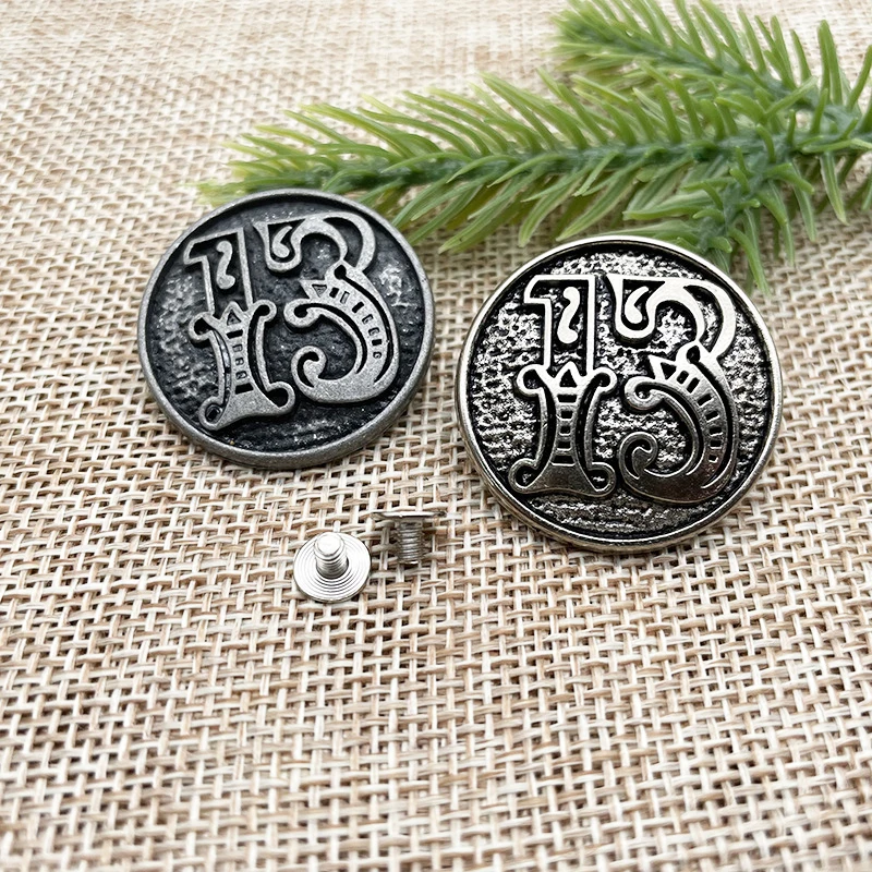 5 Set Vintage Figure 13 Decorative Buckle Round Conchos Screw Back Button DIY Leather Goods Leathercraft Accessories