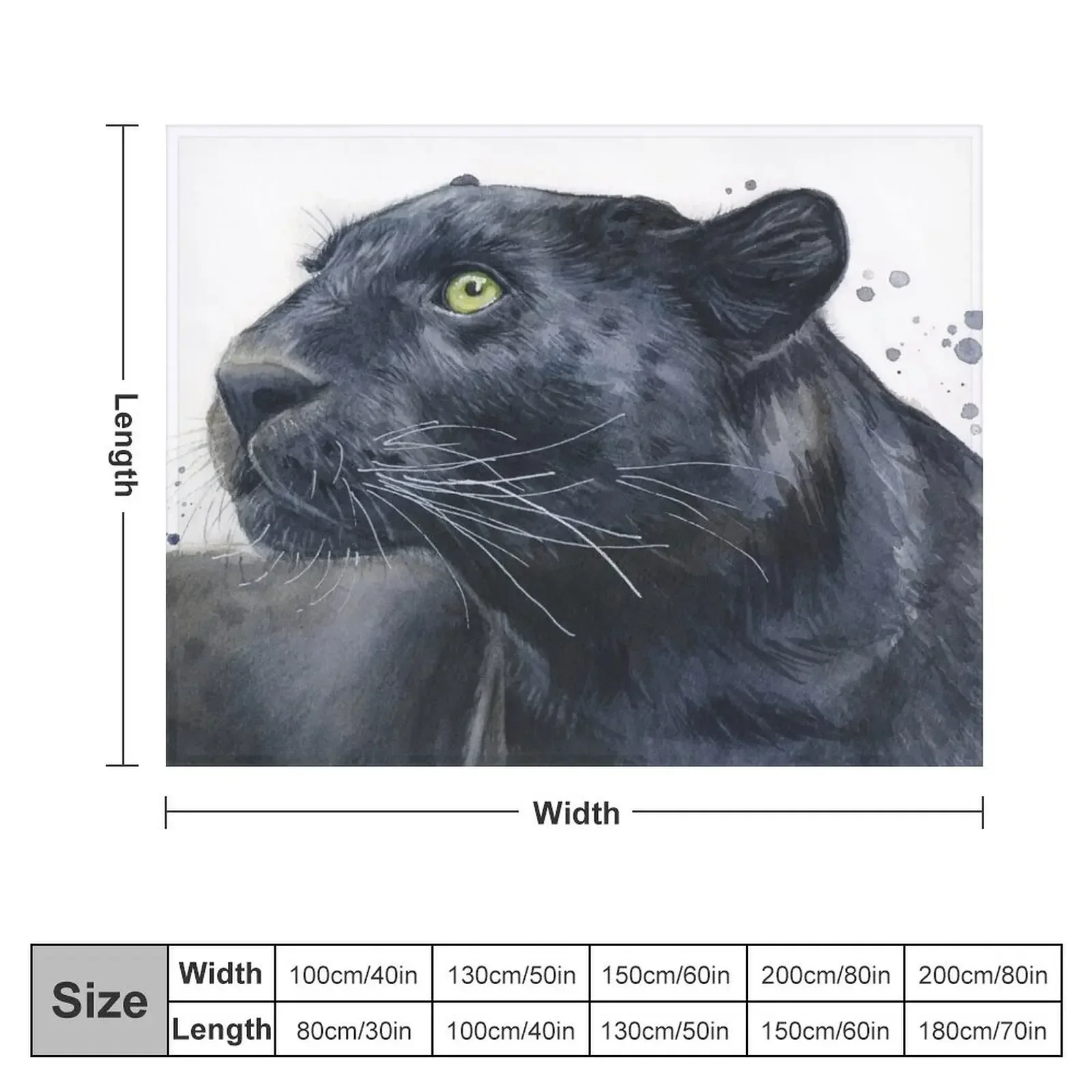 Black Jaguar Panther Watercolor Throw Blanket Bed Summer Beddings Blankets