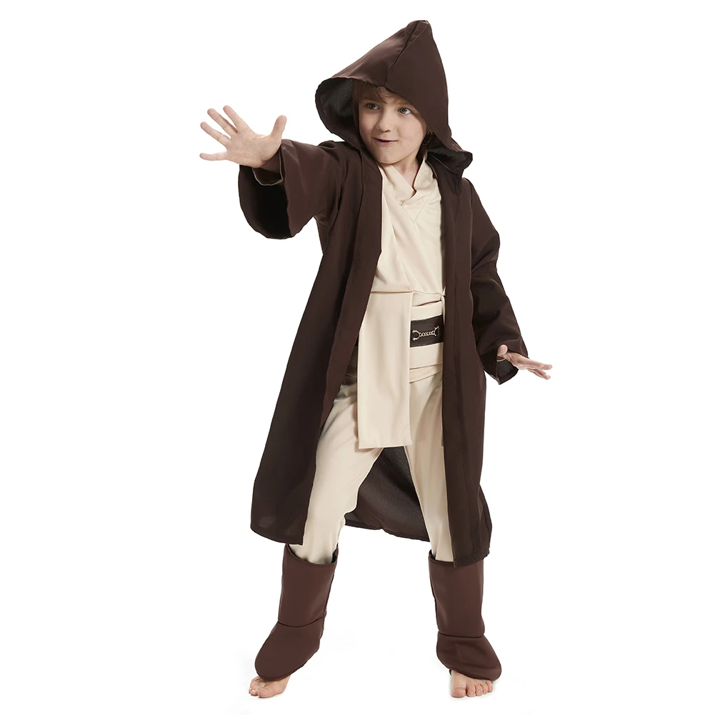 Jedi Kids Anakin Cosplay Wan Movie Space Battle Costume Cloak Children Fantasy Dress Up Boys Party Carnival Suit