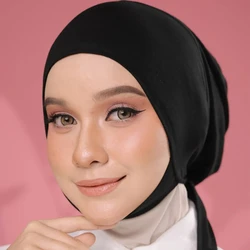 Inner Cap Hijab For Women Solid Underscarf Hijab Undercap Scarf Turban Hat Islamic Muslim Hijabs Ready To Wear Headcover