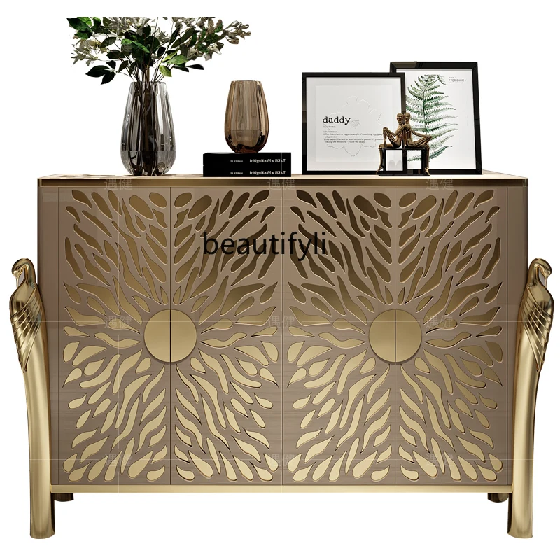 

yj Light Luxury Sideboard Cabinet Hong Kong-Style Floor Cabinet Post-Modern Entrance Cabinet