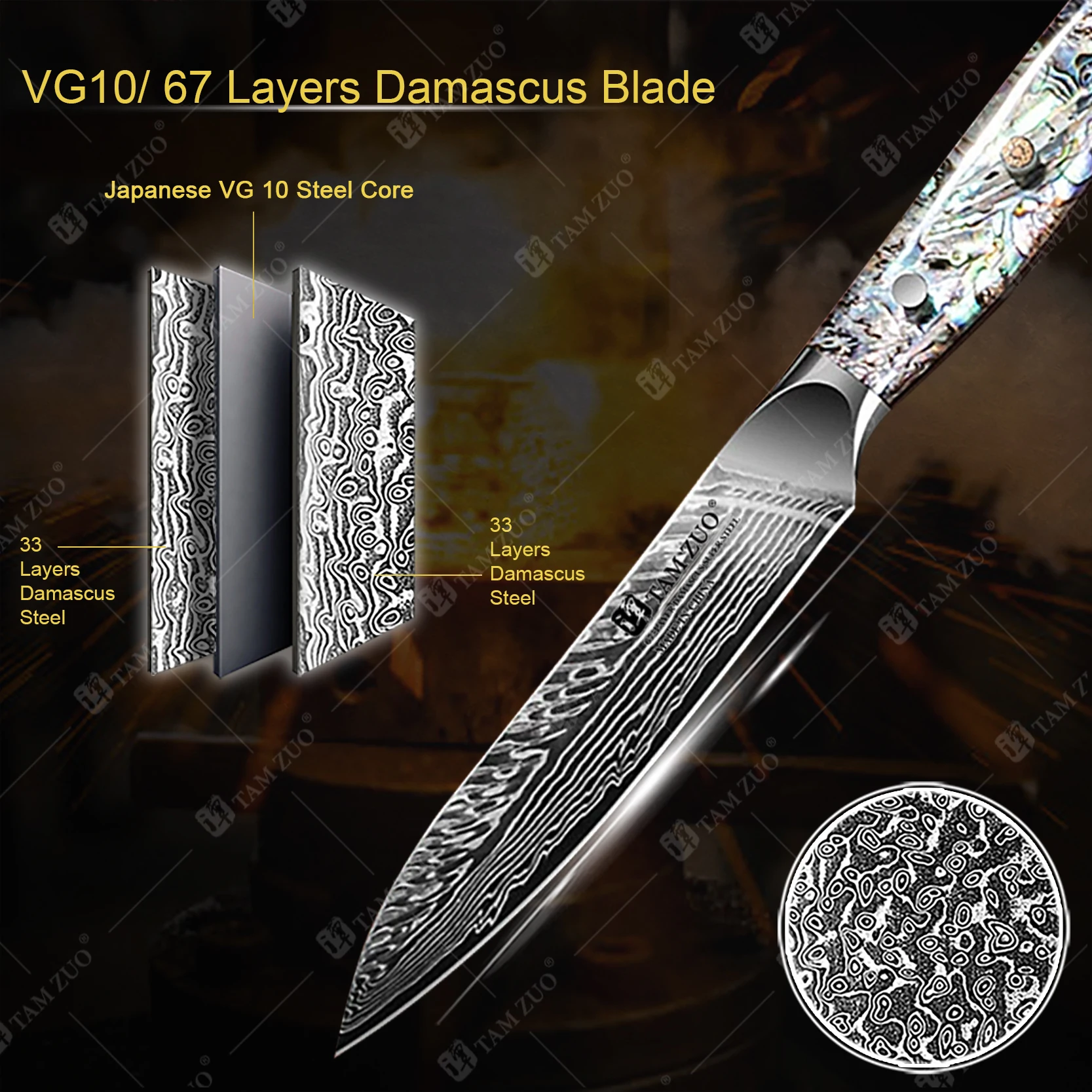 WXCOO 5 Inches Paring Knife Kitchen Knife Accessories with Gift Box Real 67 Layer Damascus Steel Cook Knife Anti Rust Fruit
