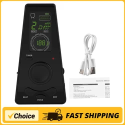 Electronic Digital Metronome Timer Universal Electronic Metronome with Volume and Beat Speed Control Battery USB Cable Powered