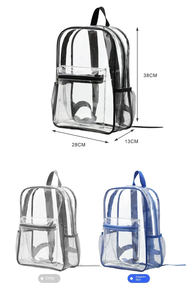 Nowa wodoodporna przezroczysty plecak gorąca sprzedaż PVC duża pojemność przechowywania torba szkolna dla uczniów